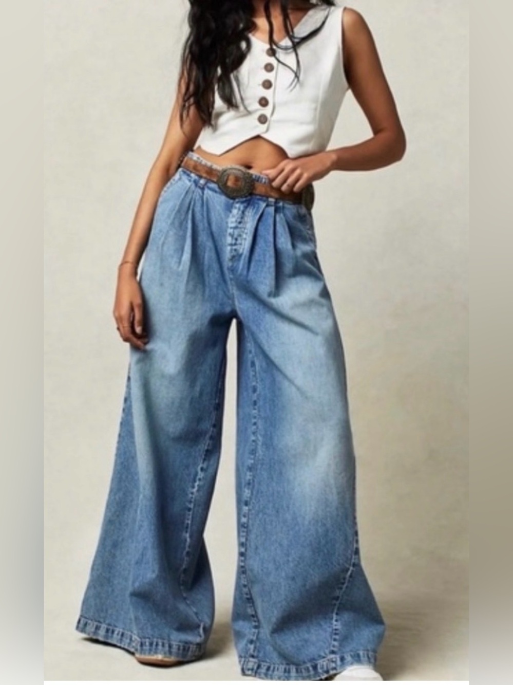 We The Free Equinox Denim Trousers High Waist Slouchy Baggy Size 26